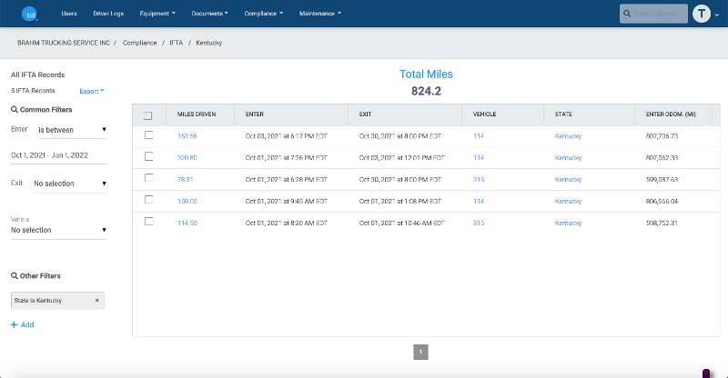 The IFTA page in the BIT portal